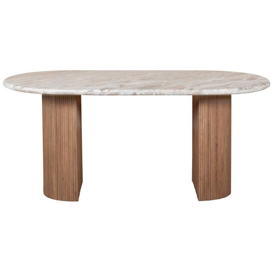 Alva 6-Seater Oval Marble Top Dining Table with Reeded Base 170cm