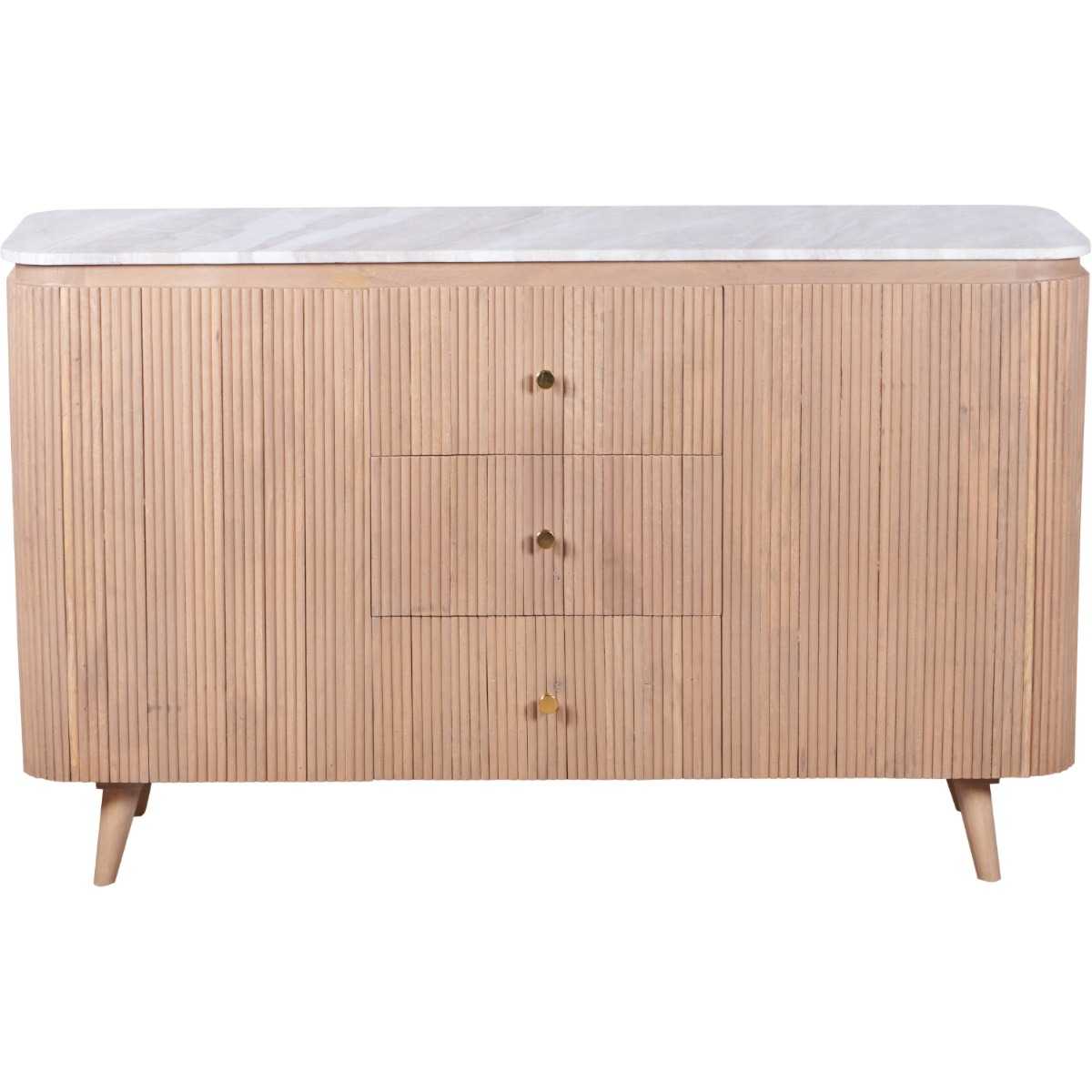 Alva Reeded Sideboard with Marble Top 140cm