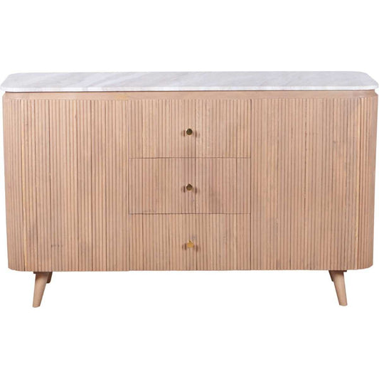 Alva Reeded Sideboard with Marble Top 140cm
