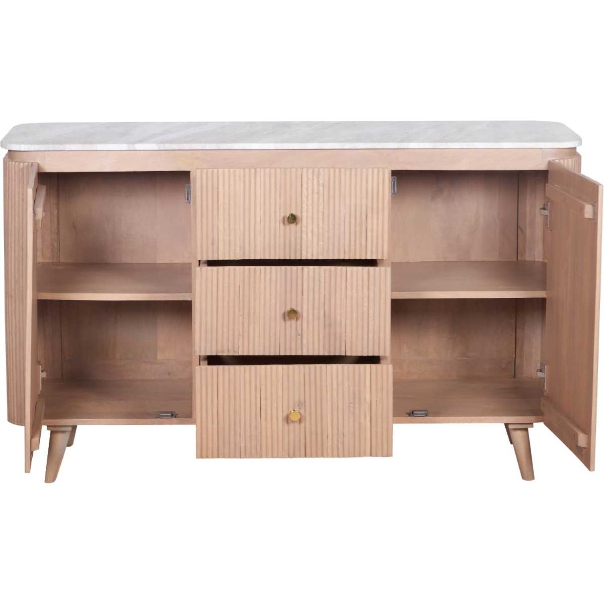 Alva Reeded Sideboard with Marble Top 140cm