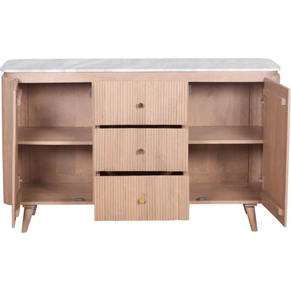 Alva Reeded Sideboard with Marble Top 140cm