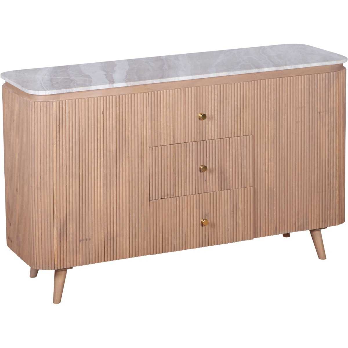 Alva Reeded Sideboard with Marble Top 140cm