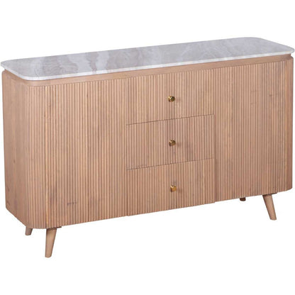 Alva Reeded Sideboard with Marble Top 140cm