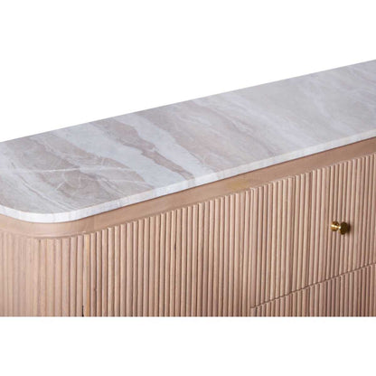 Alva Reeded Sideboard with Marble Top 140cm
