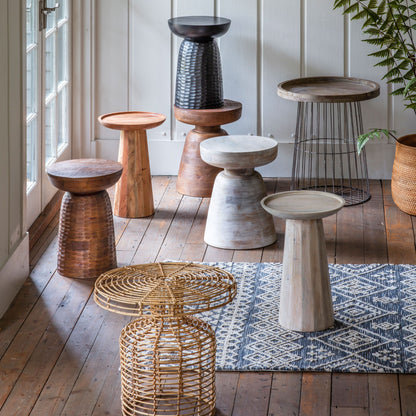 Khay Rustic Contemporary Round Side Table