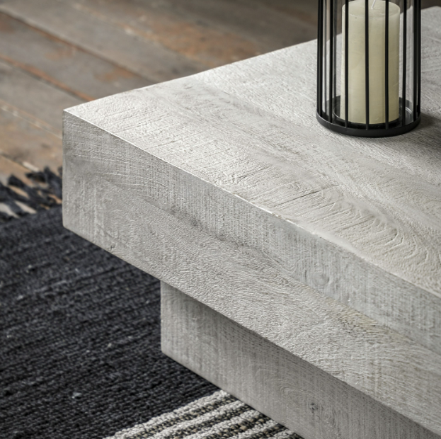 Asher Rustic Solid Wood Block Coffee Table