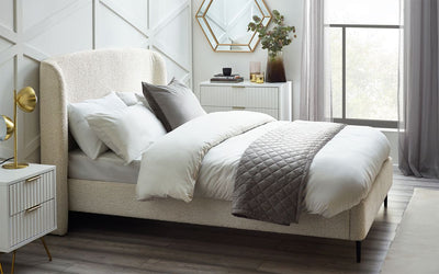 Bella Ivory Boucle Bed