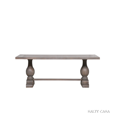 Carson Rustic Rectangular Dining Table with Grey Wash Finish