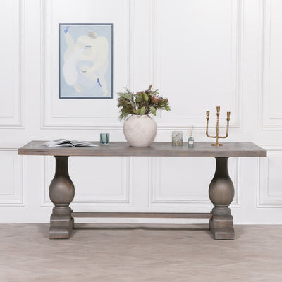 Carson Rustic Rectangular Dining Table with Grey Wash Finish