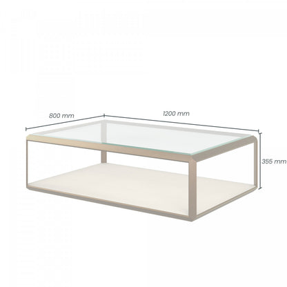 Elmley Coffee Table with Faux Shagreen Base and Glass Top