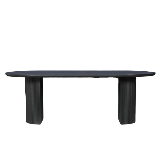 Oval Fluted Blanched Wood Dining Table 230cm