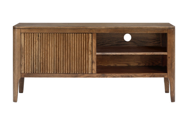 Tv Unit Ribbed Oak Aria Contemporary Ribbed Oak TV Unit 120cm - Salty Casa