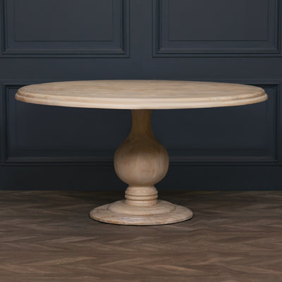 Ivory Bleached Mango Wood Circular Dining Table 152cm