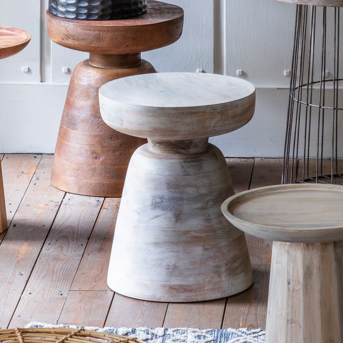 Khay Rustic Contemporary Round Side Table