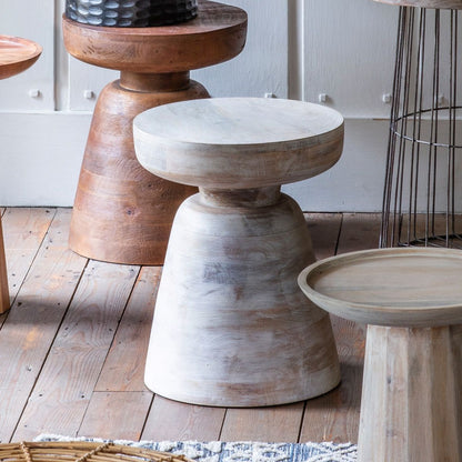 Khay Rustic Contemporary Round Side Table