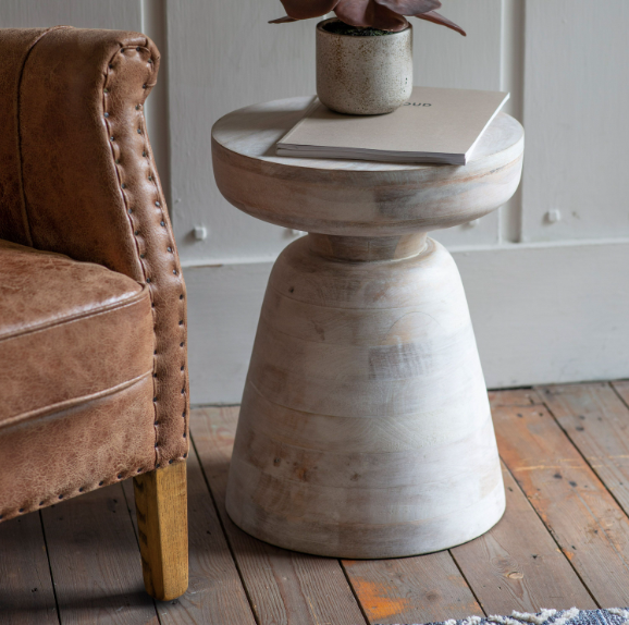 Khay Rustic Contemporary Round Side Table