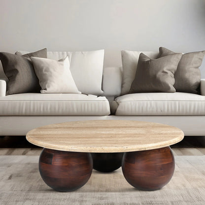 Khloe Sculpted Coffee Table with Marble Top