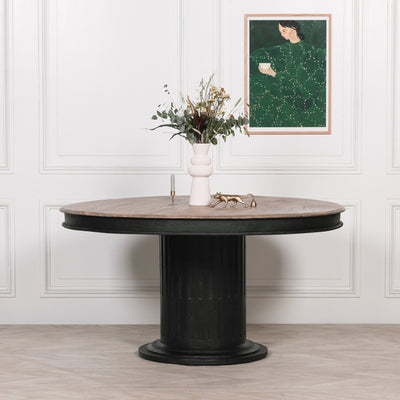 Lyra Black Round Column Dining Table 150cm