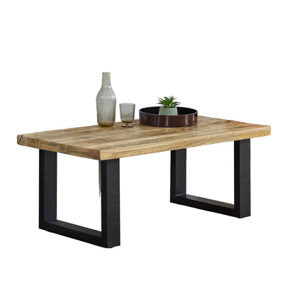 Diya Rustic Chic Wooden Coffee Table with Black Metal Legs