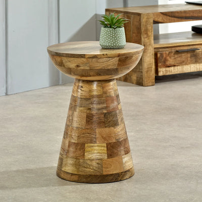 Diya Contemporary Hourglass Wooden Side Table