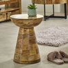 Diya Contemporary Hourglass Wooden Side Table