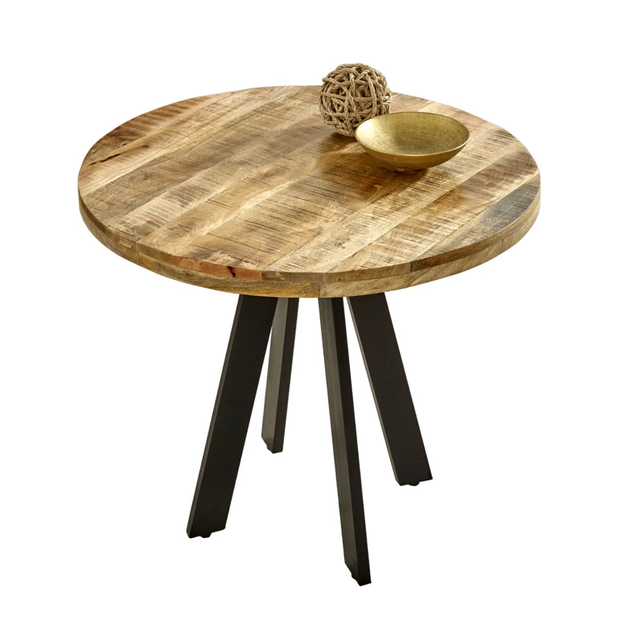 Diya Mango Wood 4-Seater Round Dining Table 90cm