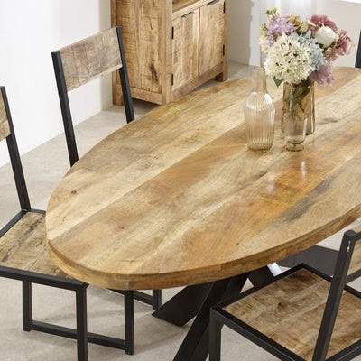 Diya Rustic Modern 6-Seater Oval Dining Table 180cm