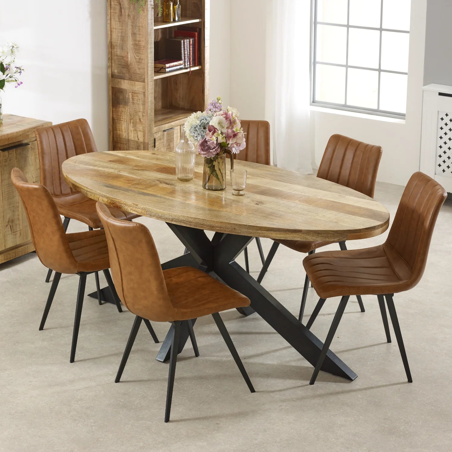 Diya Rustic Modern 6-Seater Oval Dining Table 180cm – Salty Casa