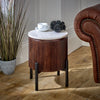 Aadhiya Ribbed Bedside Table with White Marble Top