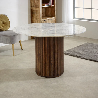 Aadhiya 4-Seater Round Dining Table with Ribbed Base 120cm