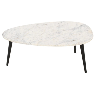 Aadhiya Modern Marble Top Coffee Table with Sleek Metal Legs