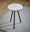 Aadhiya Contemporary Marble Side Table with Black Metal Legs