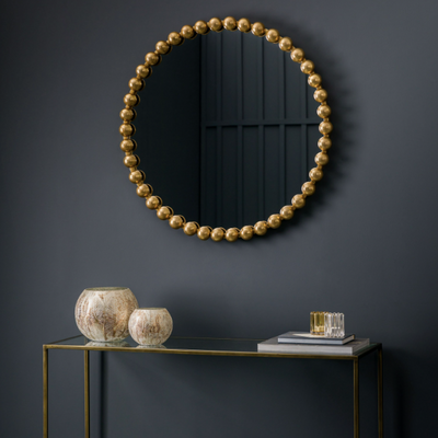 Round Bobbin Mirror in Black or Gold