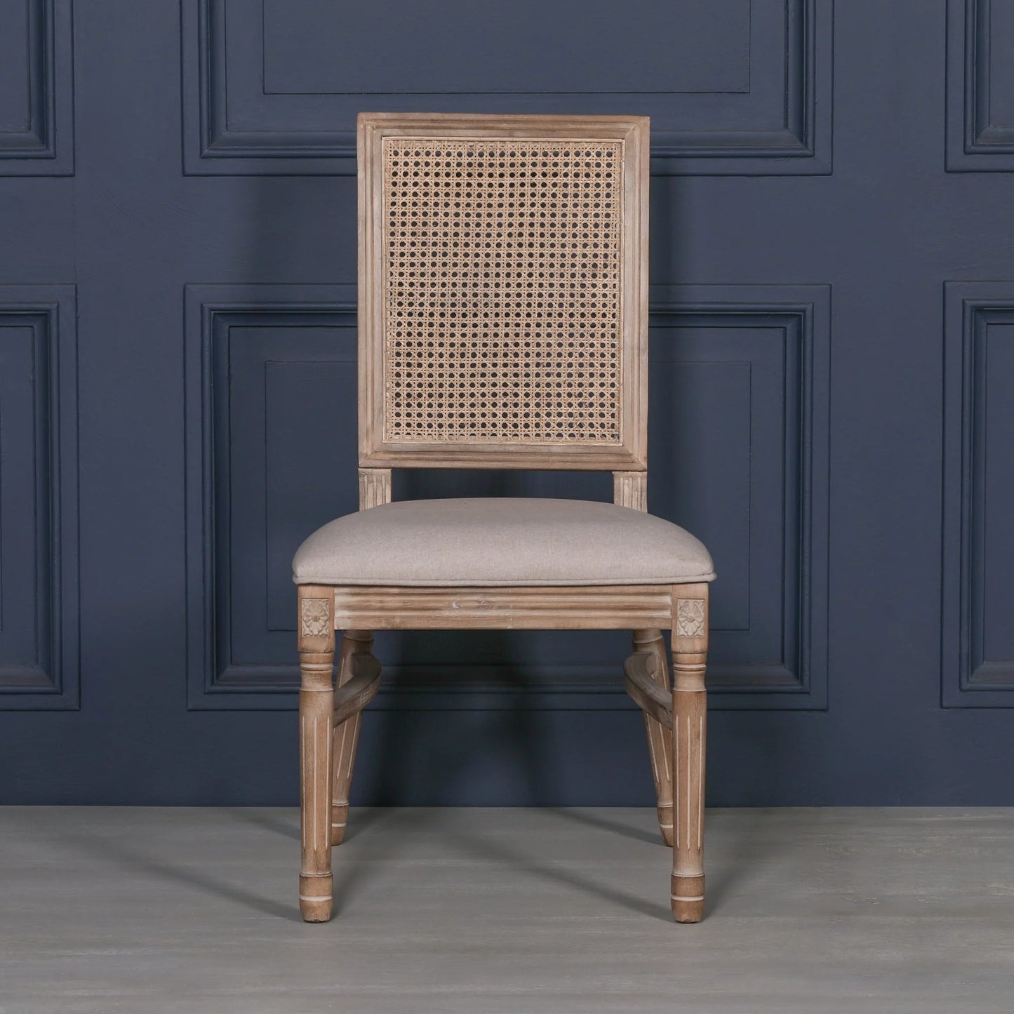 Classic Elegant Cane-Back Dining Chair with Cushioned Seat