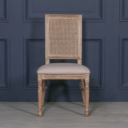 Classic Elegant Cane-Back Dining Chair with Cushioned Seat