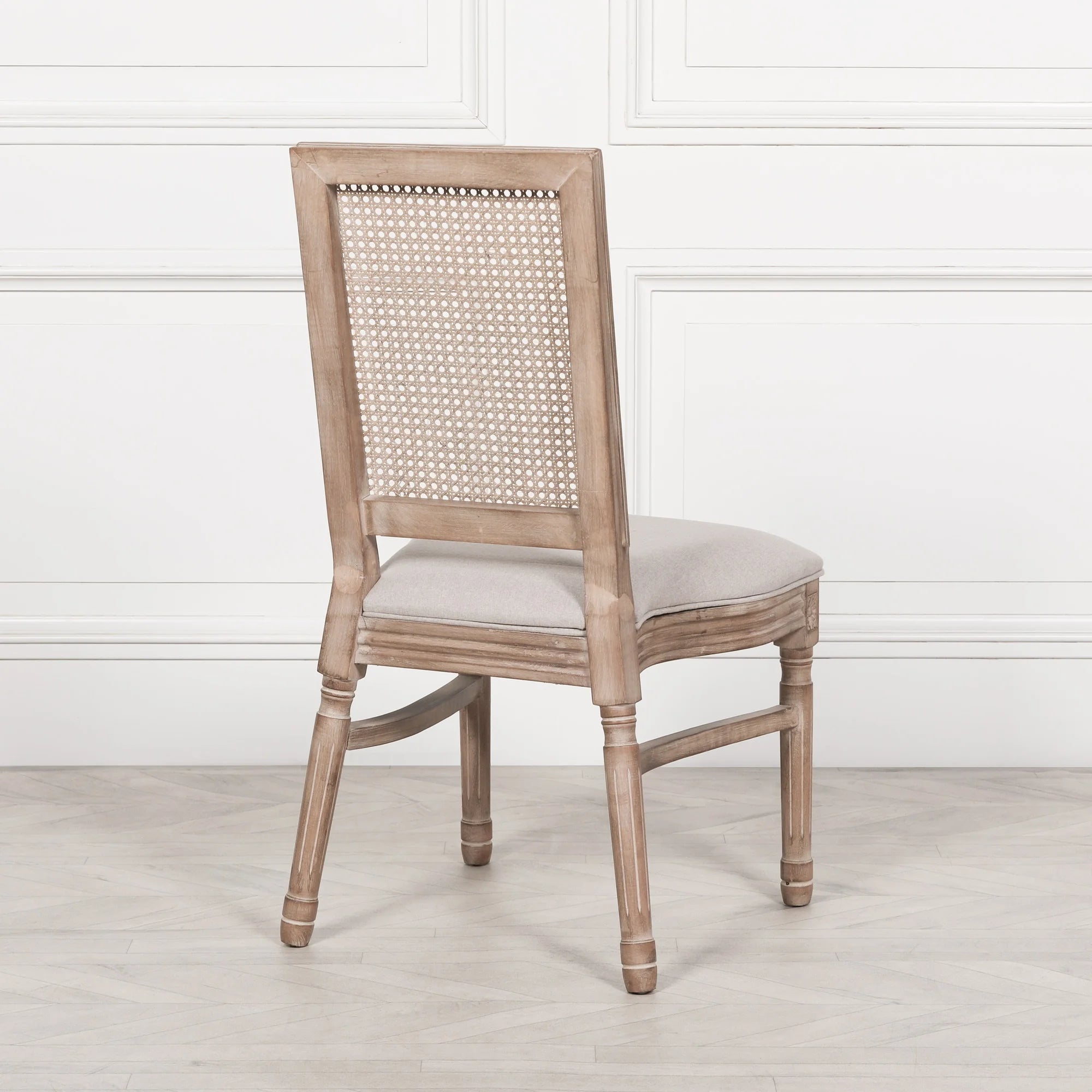 Classic Elegant Cane Back Dining Chair with Cushioned Seat Salty