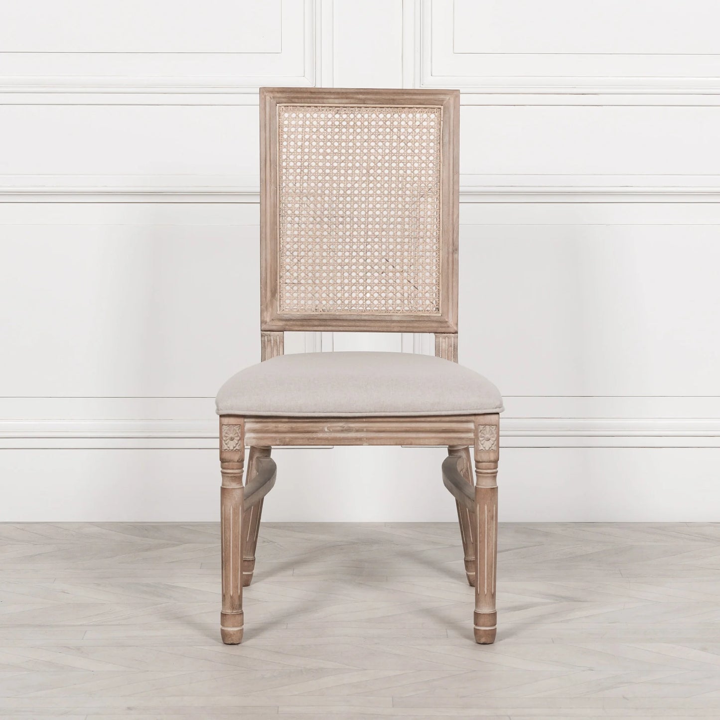 Classic Elegant Cane-Back Dining Chair with Cushioned Seat
