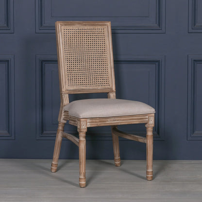 Classic Elegant Cane-Back Dining Chair with Cushioned Seat