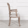 French Vintage Rattan Back Dining Armchair with Linen Cushion