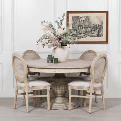 Pura Interiors Distressed White Cedar Round Dining Table 145cm