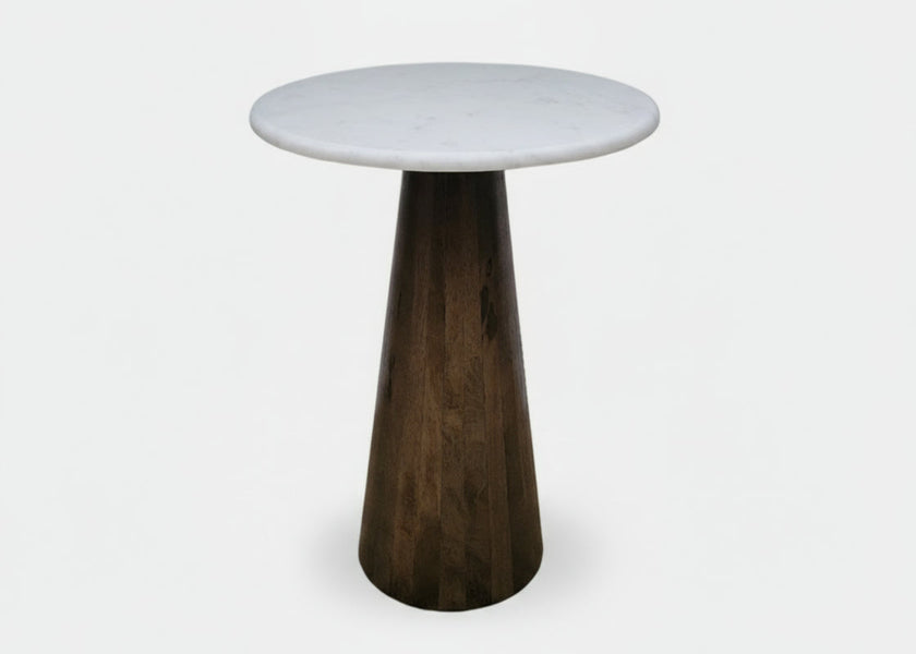 Dark Walnut Side Table with Marble Top