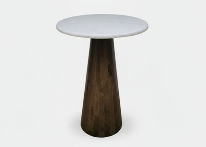 Dark Walnut Side Table with Marble Top