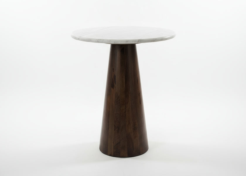 Dark Walnut Side Table with Marble Top