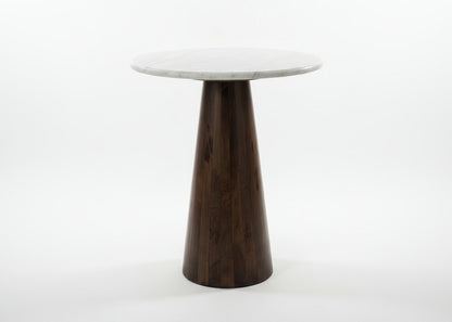 Dark Walnut Side Table with Marble Top