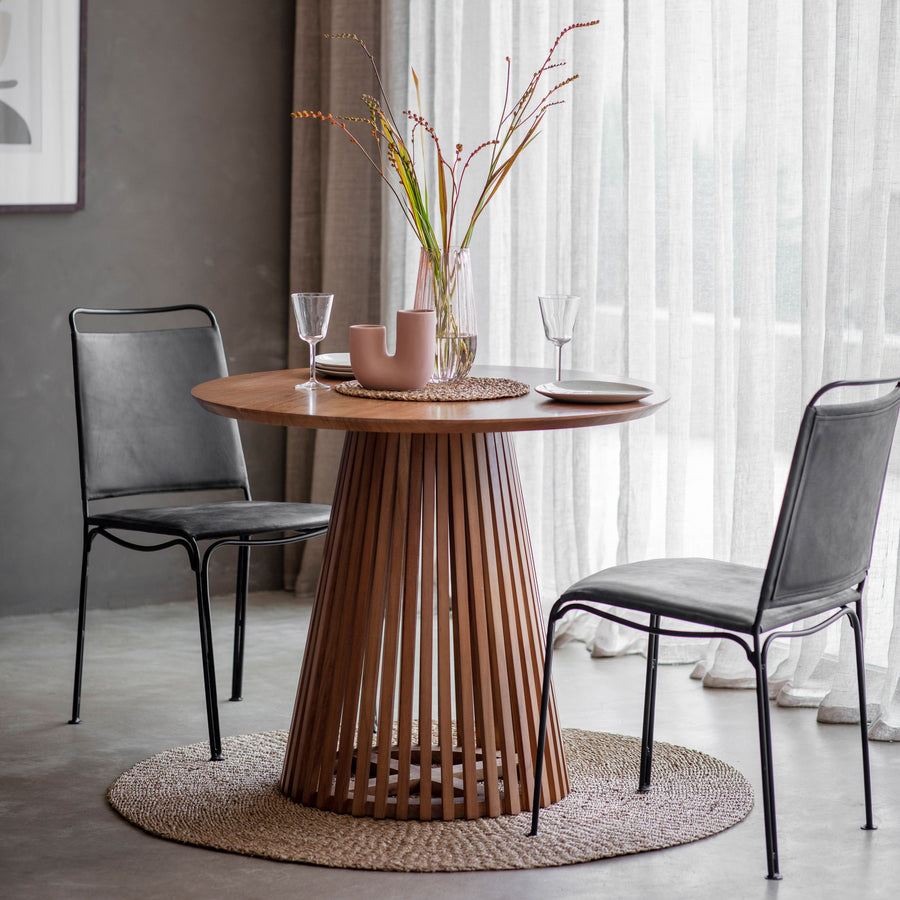 Contemporary Round Slatted Dining Table | 90cm