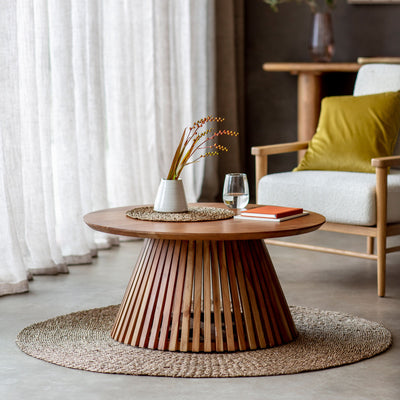 Contemporary Round Slatted Coffee Table