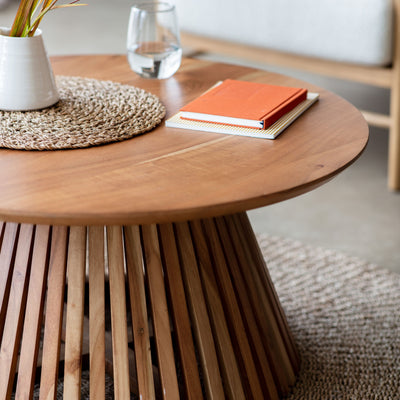 Contemporary Round Slatted Coffee Table