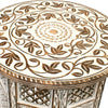 Round Carved Mango Wood Small Occasional Table