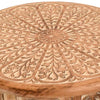 Round Carved Mango Wood Small Occasional Table