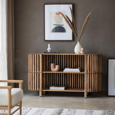 Acacia Wood Slatted Sideboard 140cm | Natural - Salty Casa